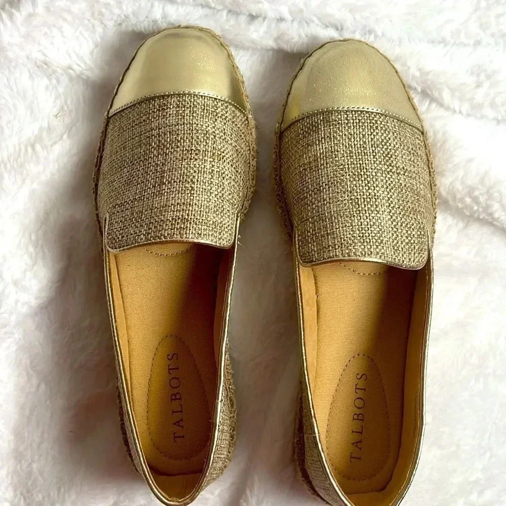 Talbots Izzy Espadrille Flats - Linen - Size 6.5M